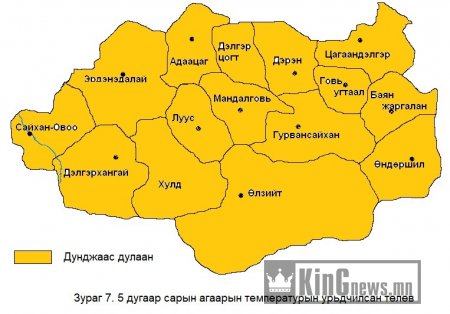 Дундговь аймгийн нутгаарх ойрын өдрүүд болон 5-р сарын цаг агаарын урьдчилсан мэдээ.